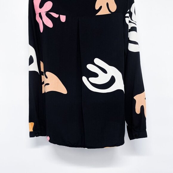 Coral Reef Print Long Sleeve Collared Button Up Shirt Top Blouse Lightweight - Picture 5 of 8